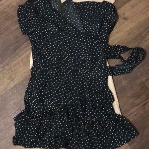 Green Poka Dot Wrap Dress
